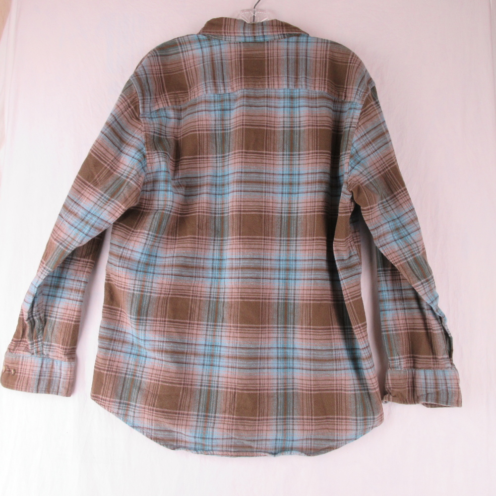 Pendleton Brown Blue Plaid Flannel Button‑Down Shirt Size L - Picture 2 of 9
